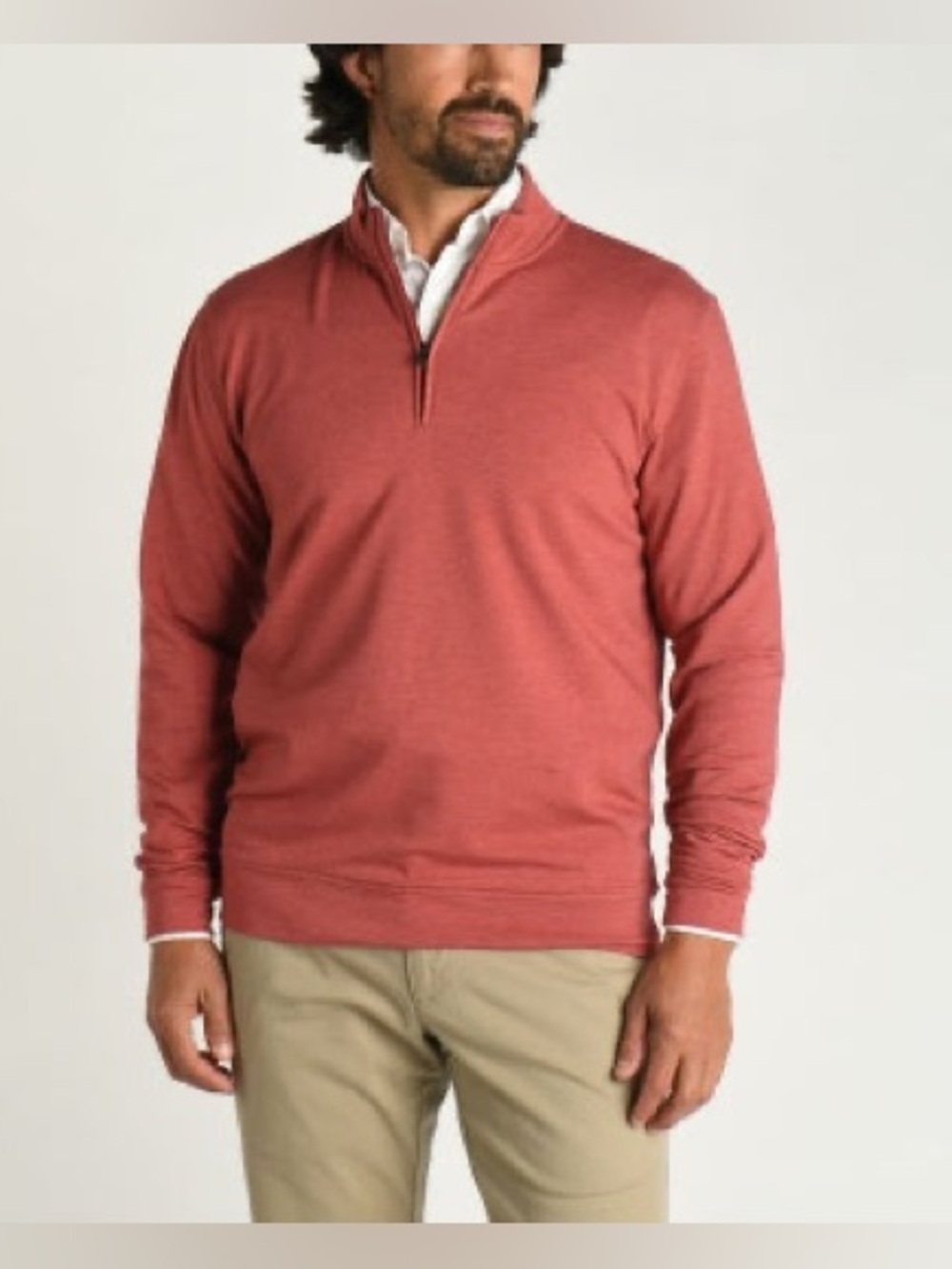 Duck Head Dunmore Quarter Zip Men’s Pullover Rosewood Red Heather Medium NEW